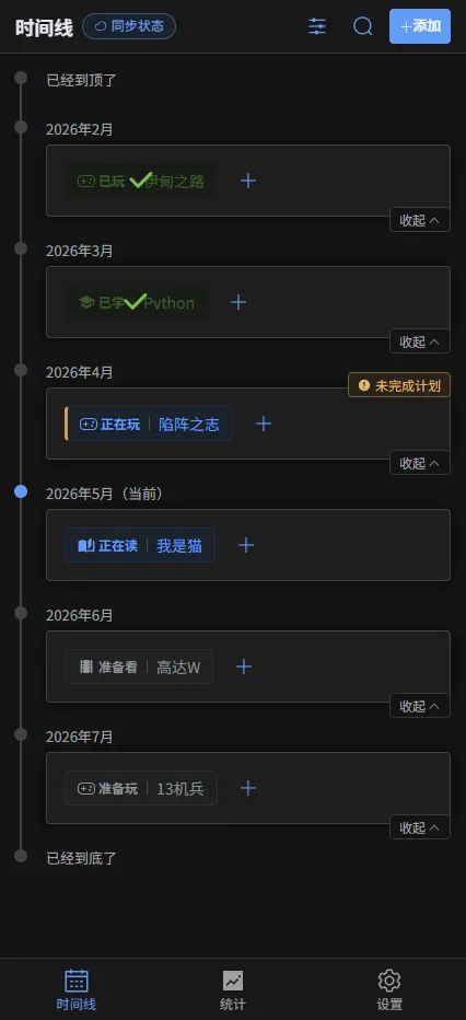 Monthley 月度时间线 (月份展开) 界面